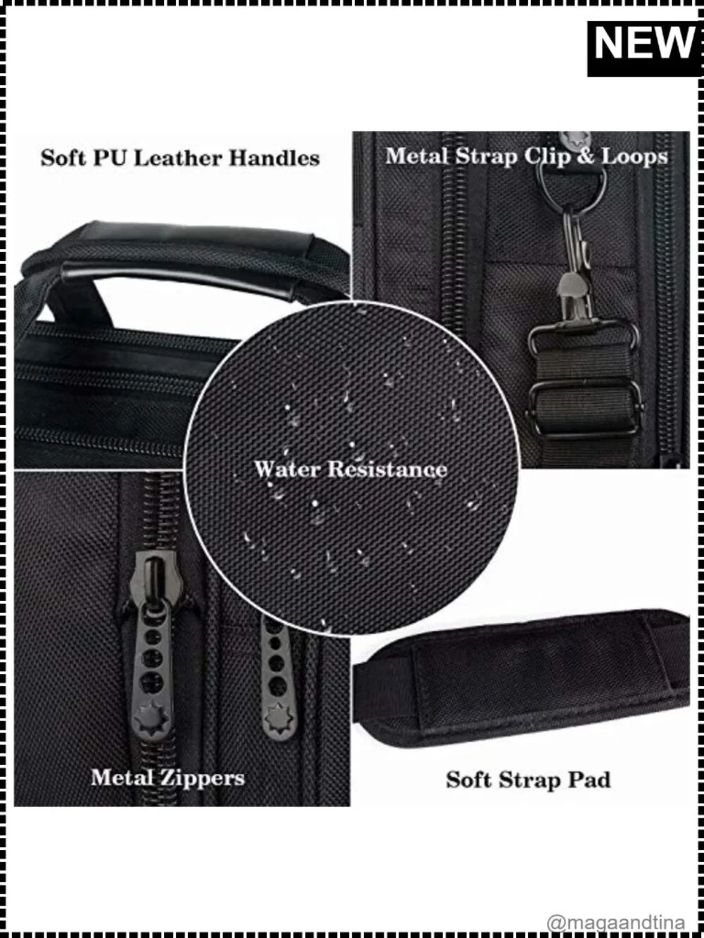 Expandable Laptop Briefcase Water Resistant Polyester 17 Inch